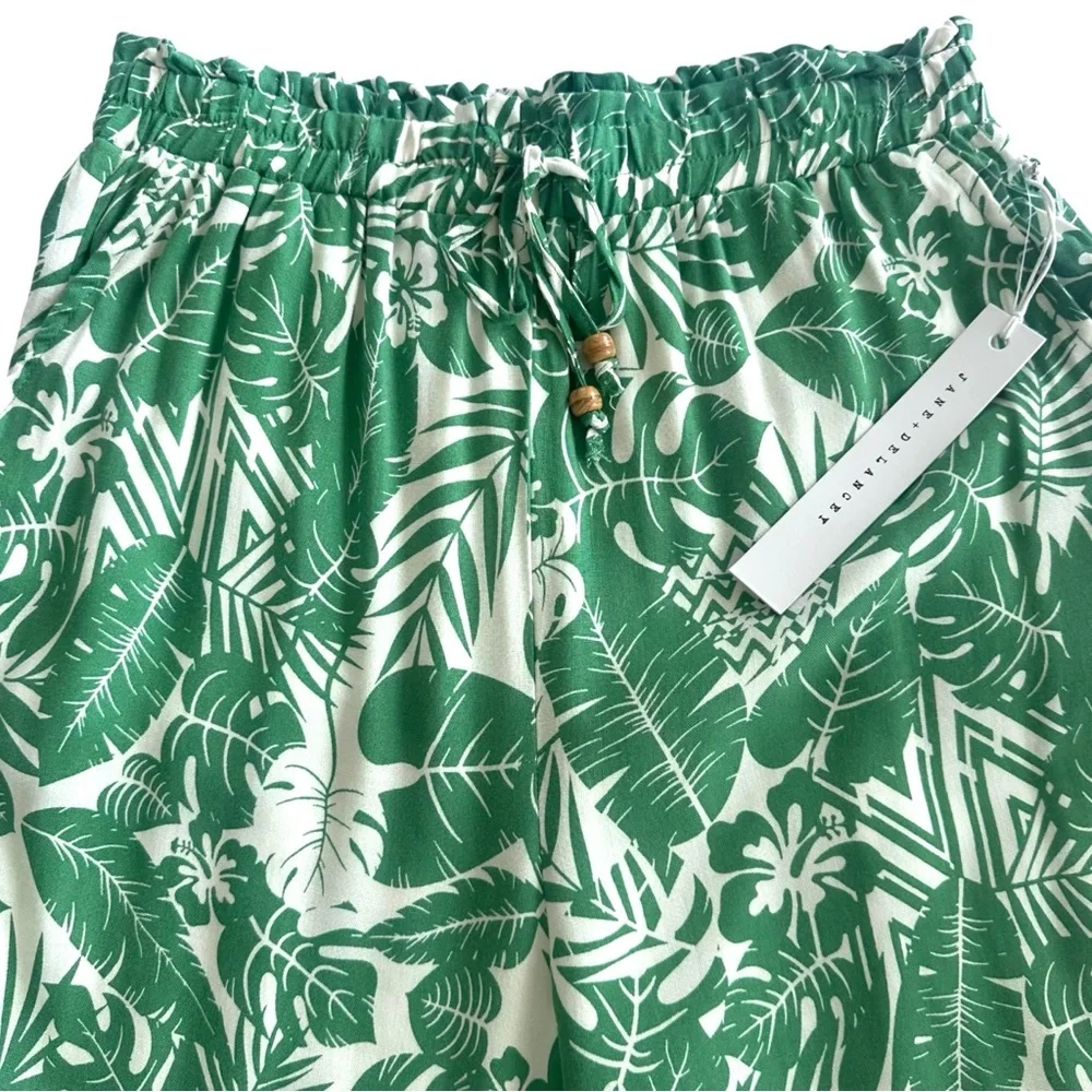 Jane And Delancey Green White Tropical Pants Small Resort Style - Picture 7 of 15